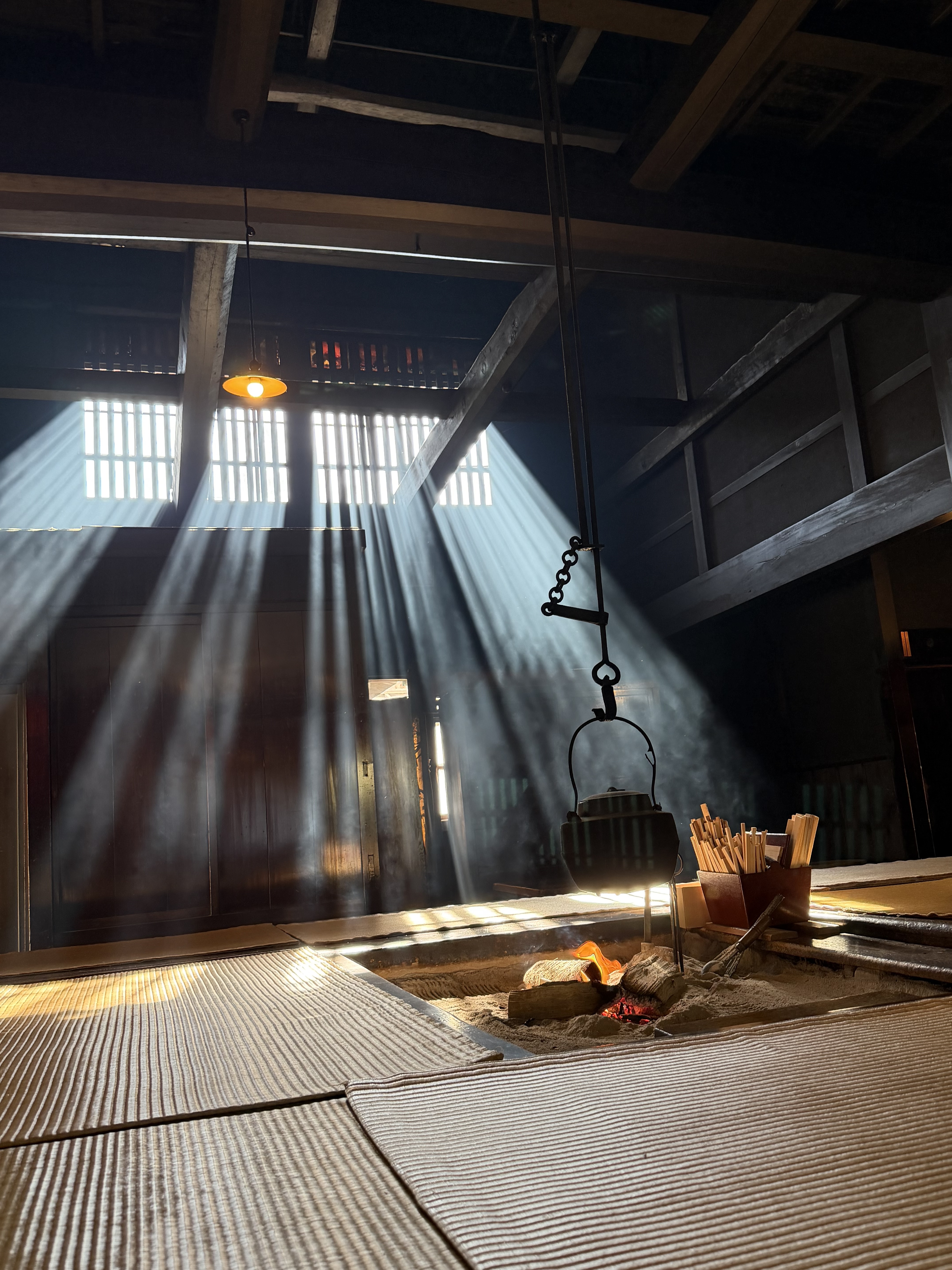 Tsumago on the Nakasendo with lanterns and timber buildings at dusk